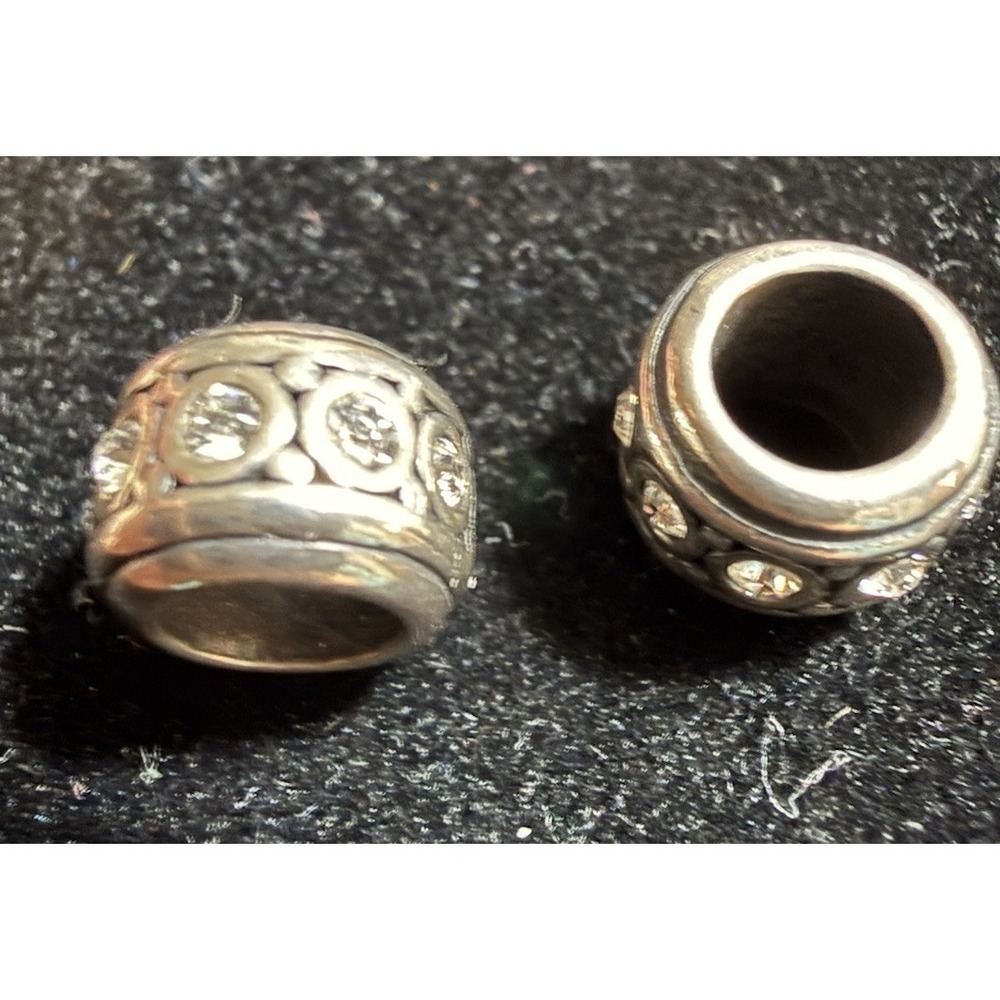 Silpada Sterling Silver Lot of 2 Charm Spacers  CZ Spacer 925